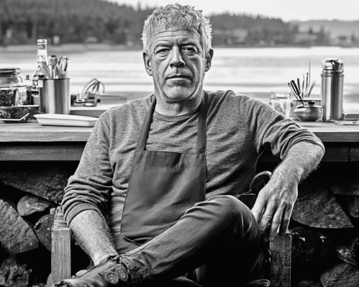 Anthony Bourdain Black and White Diamond Painting