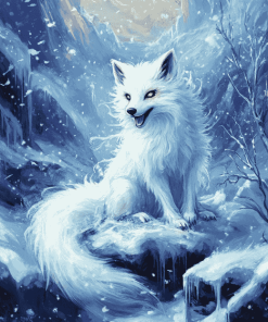 Arctic Fox Winter Scene Diamond Painting