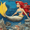 Ariel and Flounder Mermaid Diamond Painting