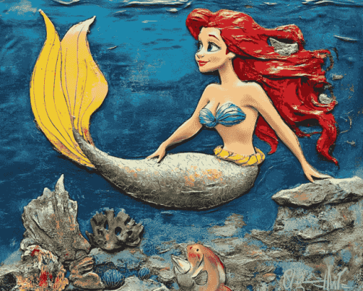 Ariel and Flounder Mermaid Diamond Painting