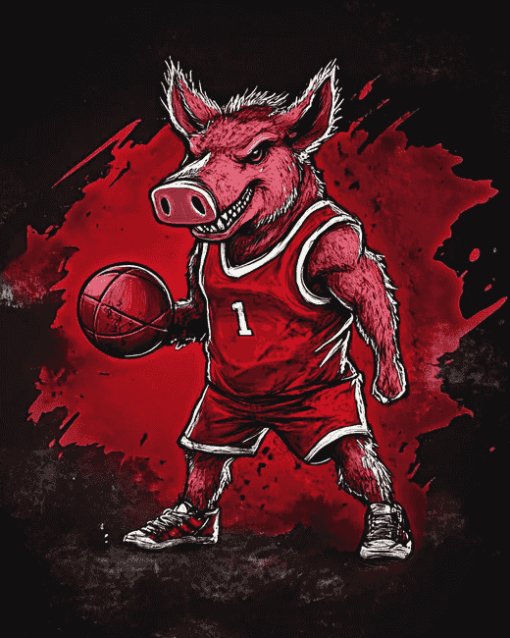 Arkansas Hog Basketball Diamond Painting