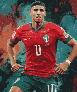 Ashraf Hakimi Famous Footballer Diamond Painting