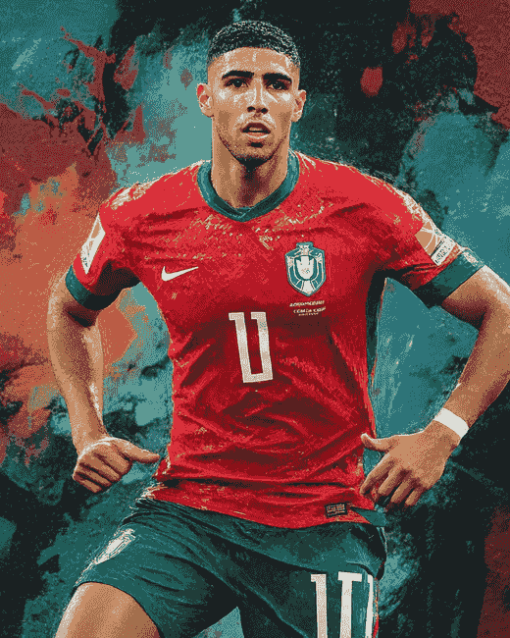 Ashraf Hakimi Famous Footballer Diamond Painting