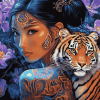 Asian Lady With Tiger Diamond Painting