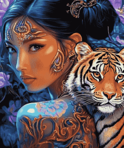 Asian Lady With Tiger Diamond Painting