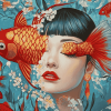 Asian Lady with Fish Diamond Painting