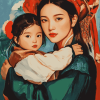 Asian Motherly Love Diamond Painting