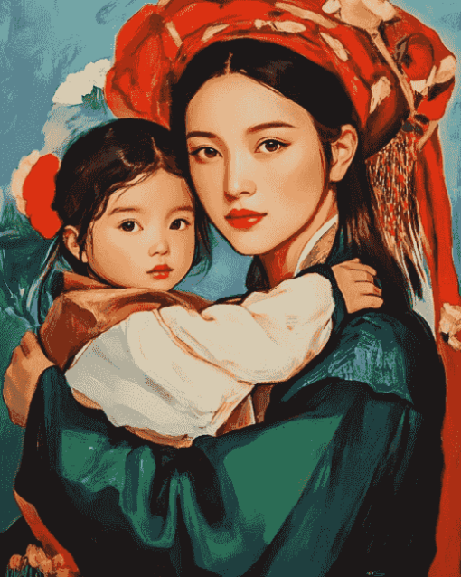 Asian Motherly Love Diamond Painting