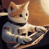 Astronaut Cats and Piano Diamond Painting