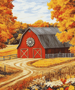 Autumn Barn Landscapes Diamond Painting