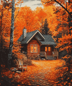 Autumn Cabin Retreat Diamond Painting