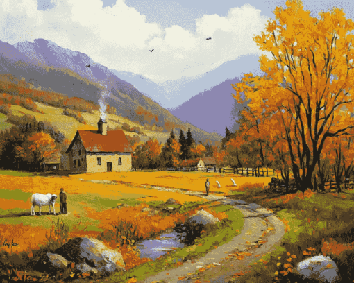 Autumn Country Landscapes Diamond Painting