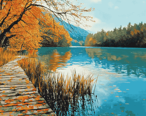 Autumn Jezera Lake Croatia Diamond Painting