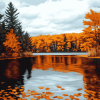 Autumn Lake Landscape Diamond Painting