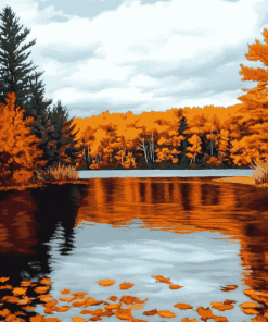 Autumn Lake Landscape Diamond Painting