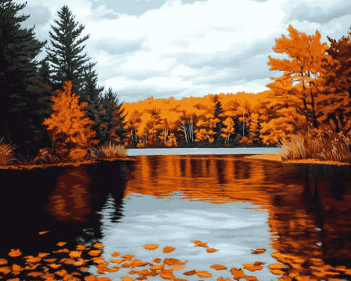 Autumn Lake Landscape Diamond Painting