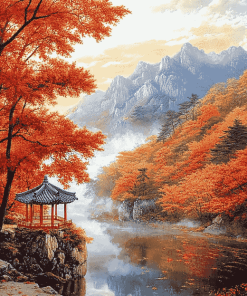 Autumn Naejangsan Mountain Scenery Diamond Painting