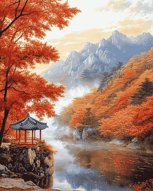 Autumn Naejangsan Mountain Scenery Diamond Painting