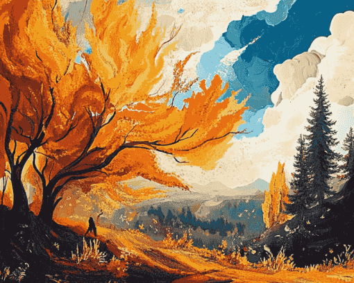 Autumn National Park Scene Diamond Painting