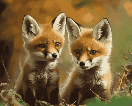 Baby Fox Cubs Diamond Painting