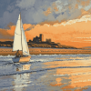 Bamburgh Beach Sailing by Bill Holkham Diamond Painting