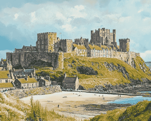 Bamburgh Castle Scene Diamond Painting