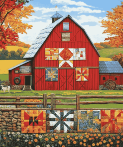 Barn Quilts on the Farm Diamond Painting