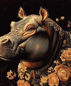 Baroque Hippo Animal Diamond Painting