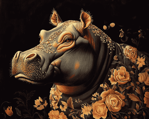 Baroque Hippo Animal Diamond Painting