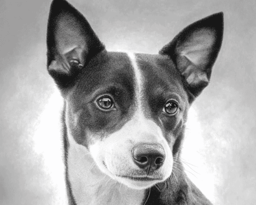 Basenji Puppy Black And White Diamond Painting