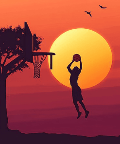 Basketball Sunset Silhouette Diamond Painting