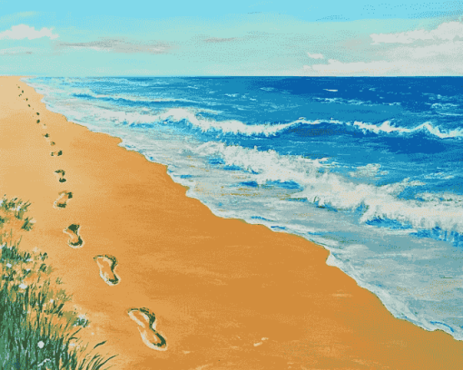 Beach Footprints Diamond Painting