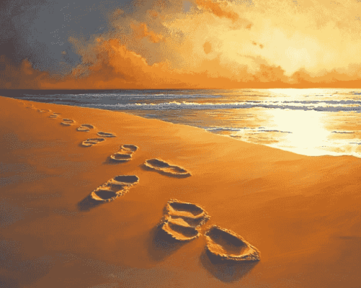 Beach Footprints Diamond Painting