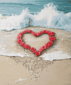 Beach Heart and Flower Seaside Diamond Painting