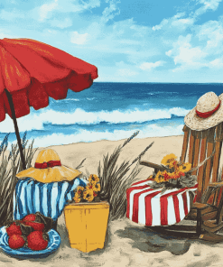 Beach Picnic Illustration Diamond Painting