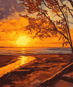 Beach Sunset Seascape Diamond Painting