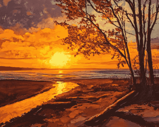 Beach Sunset Seascape Diamond Painting