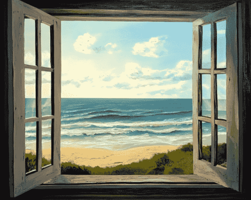 Beach Window Seascape Diamond Painting