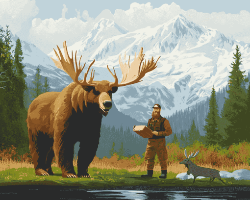 Bear and Moose Animation Diamond Painting