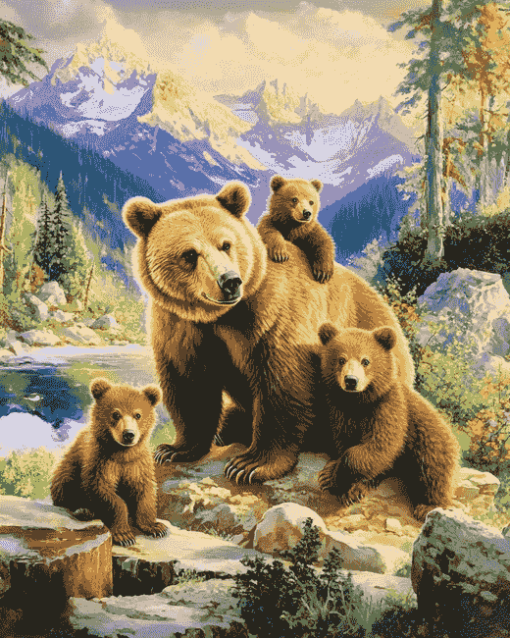 Bears Family Diamond Painting