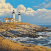 Beavertail Lighthouse Landmark Diamond Painting