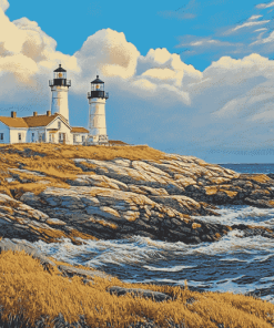 Beavertail Lighthouse Landmark Diamond Painting