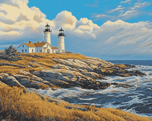 Beavertail Lighthouse Landmark Diamond Painting