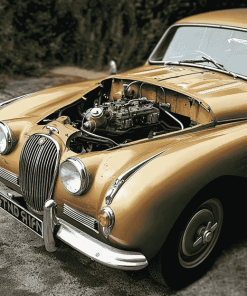 Beige Jaguar Vintage Engines Diamond Painting