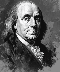 Benjamin Franklin in Monochrome Diamond Painting