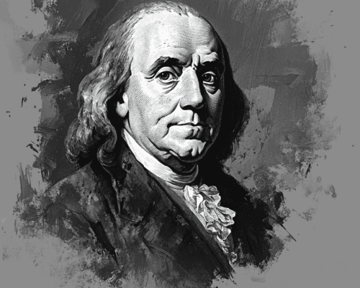 Benjamin Franklin in Monochrome Diamond Painting