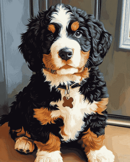 Bernedoodle Puppy Diamond Painting