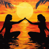 Best Friends Silhouette Sunset Diamond Painting