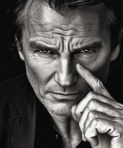 Black And White Liam Neeson Diamond Painting