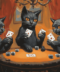 Black Cats Poker Fun Diamond Painting